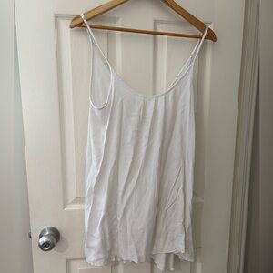 Elan women’s smocked sleeveless mini dress white size large pockets